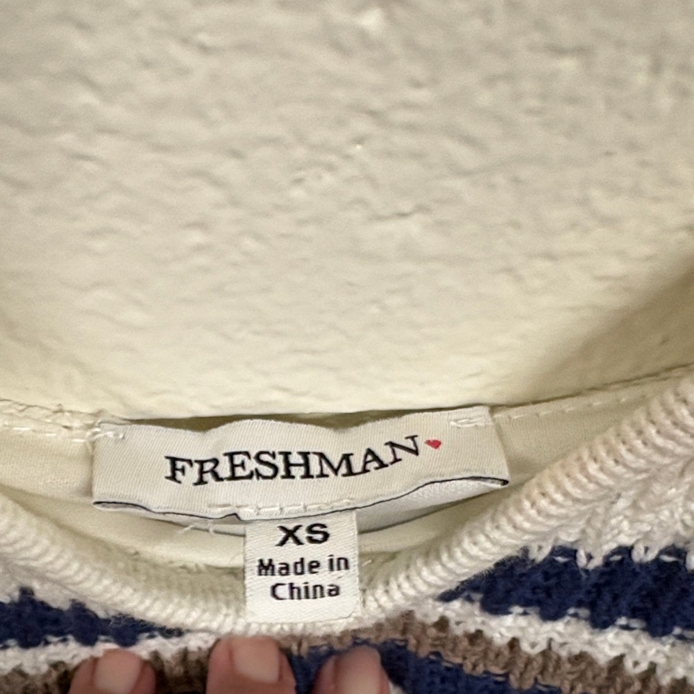 Freshman Cream and Blue Striped Midi Dress - Picture 2 of 4